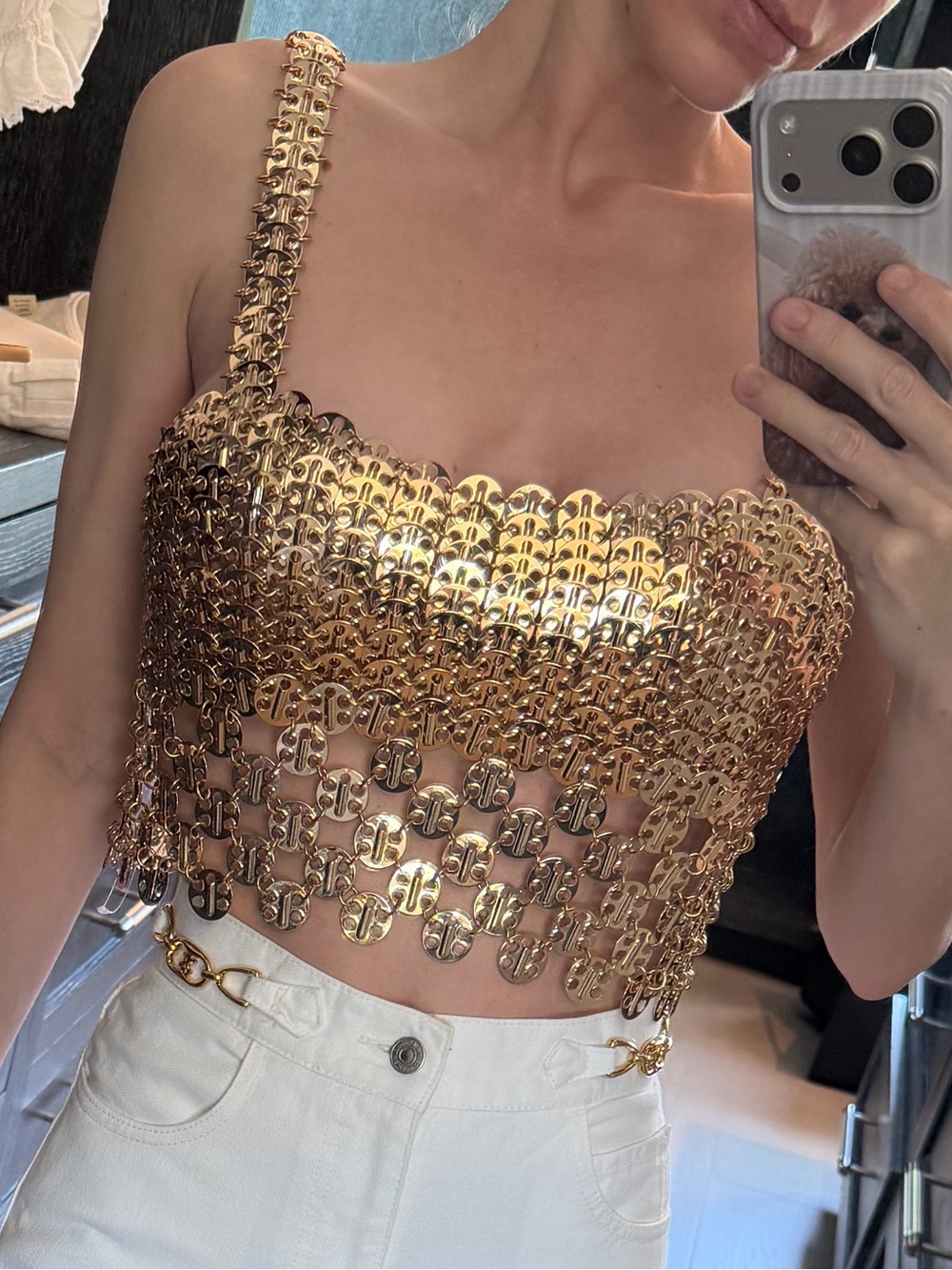 $2320 Rabanne Gold Metal Chain mail top NWT